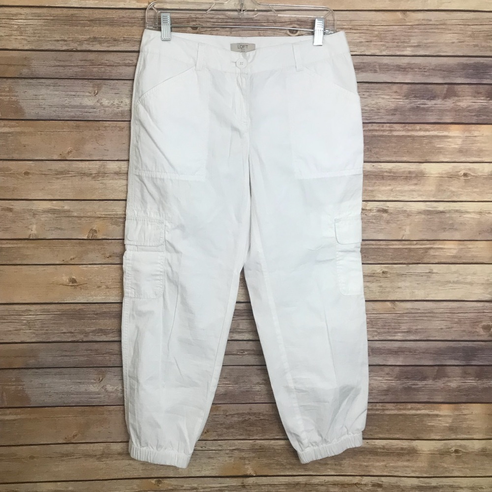 NWT Loft White Cargo Cropped Petite 4P Pants